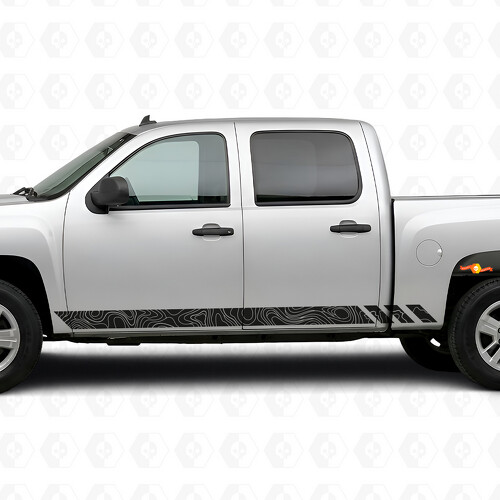 Topographic Band Door & Rocker Panel Vinyl Stripes for Chevrolet Silverado 1500 GMT900 2007-2013
