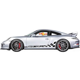 Porsche 911 GT3 Checkered Side Stripes Kit Decal Sticker
