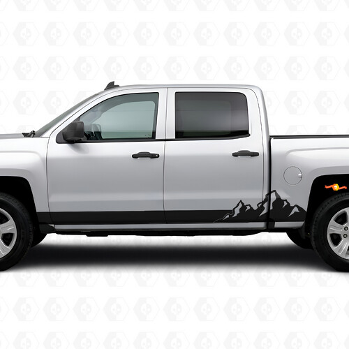 Mountain Range Door & Rocker Panel Vinyl Stripes for Chevrolet Silverado 1500 K2XX 2014-2019