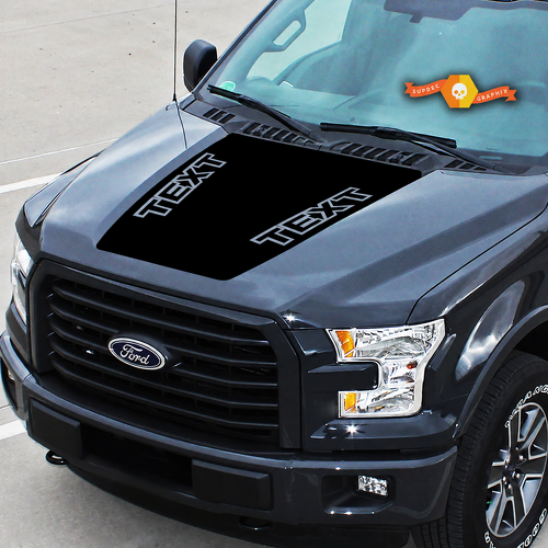 TEXT Twin Lettering Blackout Hood Vinyl Decal Sticker for Ford F-150