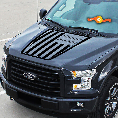 USA Flag Center Hood Vinyl Decal for Musclecar F-150 2015-2020