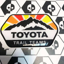 2 Decals Toyota Trail Teams Mountains Vintage Sun Colors Badge Emblem Domed Decal
 2