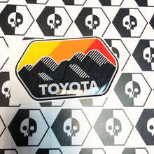2 Decals Toyota Trail Teams Mountains the Hills Style Vintage Sun Colors Badge Emblem Domed Decal
 3