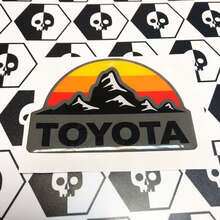 2 Decals Toyota Mountains the Hills Style Vintage Sun Colors Badge Emblem Domed Decal
 3