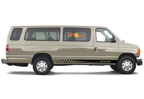 2x side Ford E-Series Chassis Vinyl Stripes body decal vinyl graphics sticker Custom Text style 1
