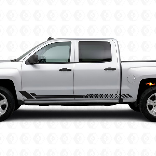 Honeycomb Door & Rocker Panel Vinyl Stripes for Chevrolet Silverado 1500 K2XX 2014-2019_1