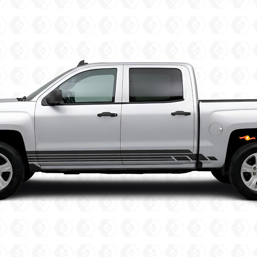 Layered Lightning Door & Rocker Panel Vinyl Stripes for Chevrolet Silverado 1500 K2XX 2014-2019
