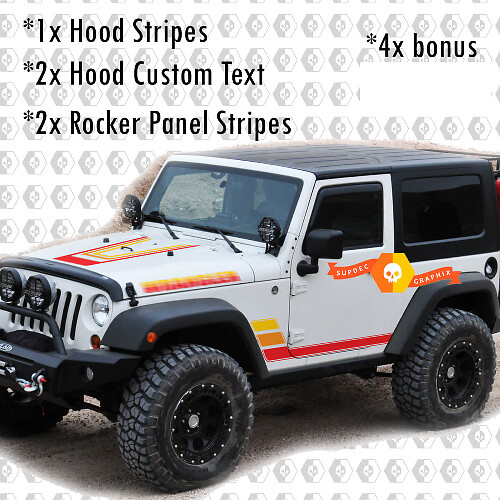 Retro Vintage Kit Hood Rocker Panel decals Stickers for Jeep Wrangler Rubicon Renegade JK 2 Doors

