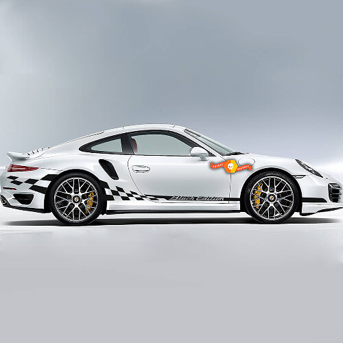 Porsche Black Edition Side Сheckered Flag Stripes
