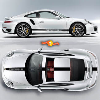 One Color Racing Stripe Over The Top Roof Porsche and Racing Stripes For Carrera Or Any Porsche #1
