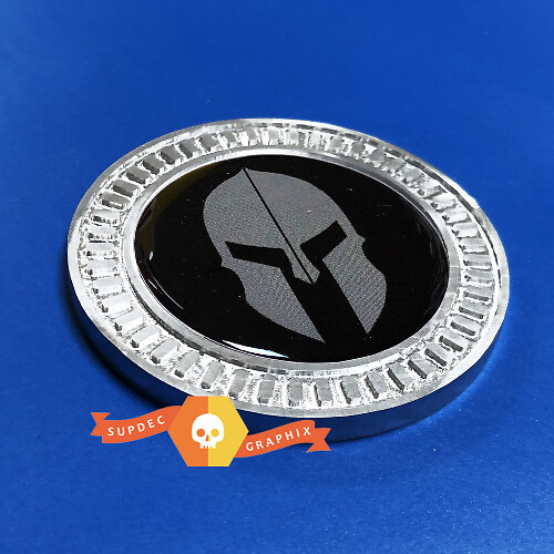 Spartan Helmet 3D Aluminum Bedside Emblem for Jeep Wrangler 