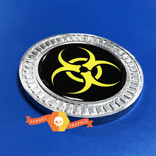 Yellow Biohazard 3D Aluminum Badge Emblem for Jeep Wrangler
