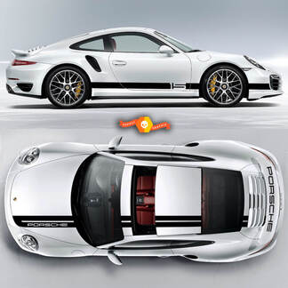 One Color Sport Cup Edition Graphic Decals Kits Racing Stripe Over The Top Roof Porsche and Racing Stripes For Carrera Or Any Porsche
