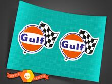 Pair Of Gulf Racing Stickers Decals With Flag
 2