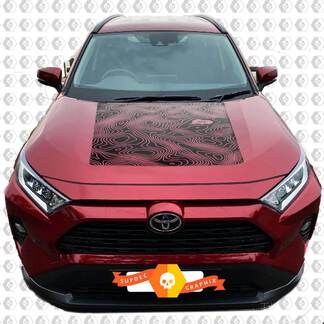 2020 Toyota RAV4 Hood Topographic Map Graphic Vinyl Decal Sticker
