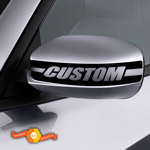 CUSTOM Block Bar Mirror Cap Pair Universal Vinyl Decal Sticker for Dodge Charger 2011-2016