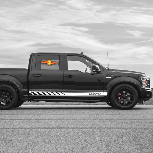 TEXT Outline Triple Stripe Pair Rocker Panel Vinyl Decal Sticker for Ford F-150 2009-2020