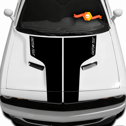 CUSTOM TEXT Script T Blackout Hood Vinyl Decal Sticker for Dodge Challenger 2009-2014