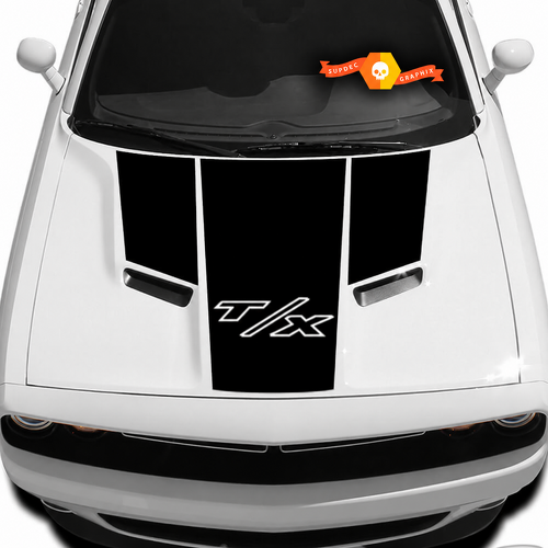 T/X Solid T Panel Stripe Hood Vinyl Decal Sticker for Dodge Challenger