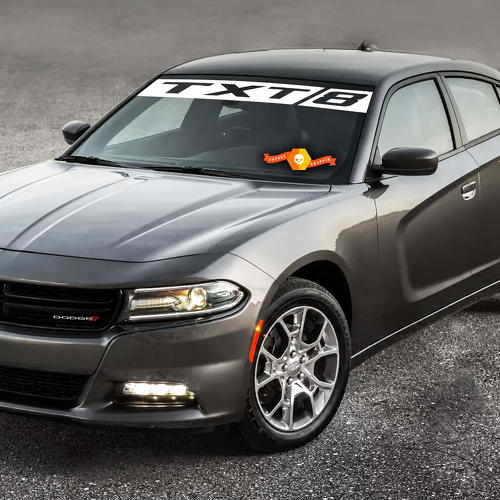 TXT8 Split Banner Windshield Vinyl Decal Sticker for Dodge Charger