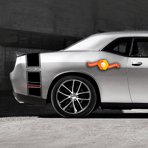 CUSTOM TEXT Script Tail Band Kit Rear Fender Trunk Vinyl Decal Sticker for Dodge Challenger
