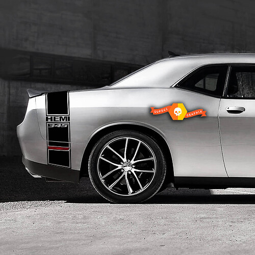 HEMI 345 Rear Tail Band Vinyl Decal Kit for Dodge Challenger