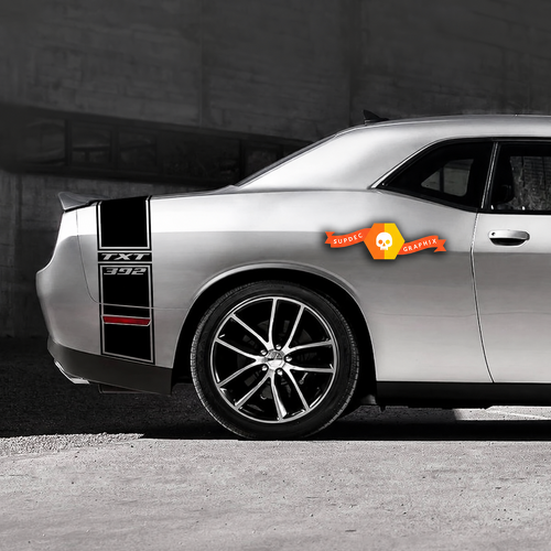 392 SRT Style Custom TXT Tail Band Kit Rear Fender Trunk Rear Bumper Vinyl Decal Sticker for Dodge Challenger