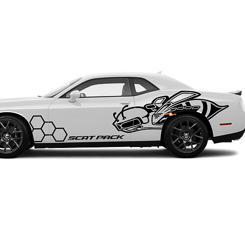 Kit of Sides Scat Pack Honeycomb Bee decals Vinyl Graphics Super Bee Sticker for Dodge Challenger
