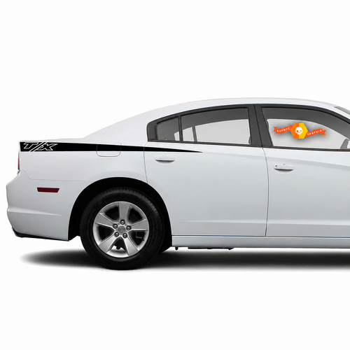 T/X Outline Long Stripe Pair Side Vinyl Decal Sticker for Dodge Charger 2011-2014
