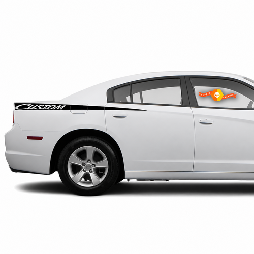 CUSTOM Large Script Long Stripe Pair Side Vinyl Decal Sticker for Dodge Charger 2011-2014