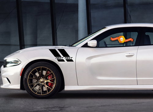 TEXT TEXT Double Hash Stripe Kit Fender Vinyl Decal Sticker for Dodge Charger 2011-2014