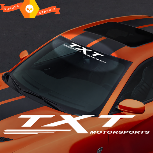 TXT MOTORSPORTS Angular Speed Line Banner Windshield Vinyl Decal Sticker for Dodge Challenger SRT