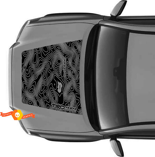 Huge TRD Off Road NO SCOOP! Topographic Map Hood Vinyl Stickers Decal fit to Toyota Tacoma 2016 - 2021 models
