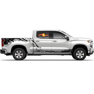 2 Splash Stripes Decal Sticker Compatible with Chevrolet Silverado 2019 2020 Crew Cab 1500 Side Bed - doors Mud Splash
