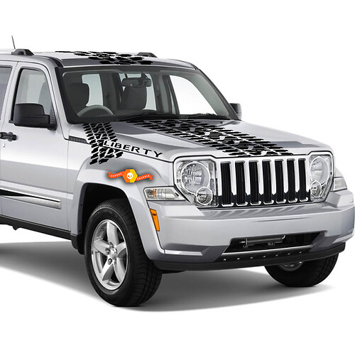 Tire tread bonnet Roof Boot car vinyl graphic sticker decals for fits jeep Liberty
