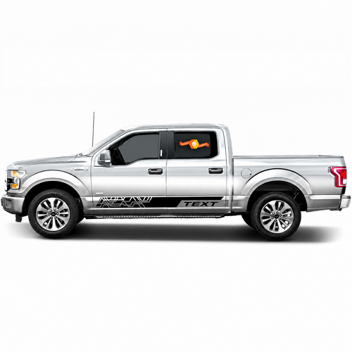 TEXT Interlocking Line Rocker Stripe Pair Rocker Panel Vinyl Decal Sticker for Ford F-150