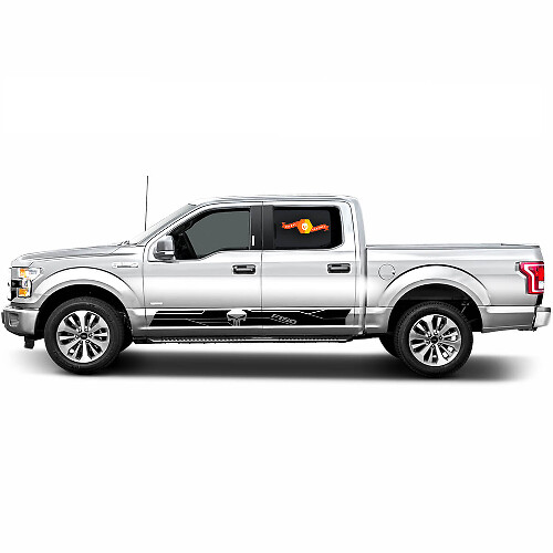 Pair Ford F-150 Panisher Rocker Panel Stripes Vinyl Decal Sticker Graphics Side Door
