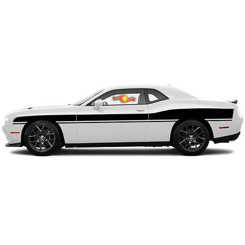 2 Dodge Challenger Mid bodyline Side Rally Stripes Racing Stickers Decals For 2015-2018
