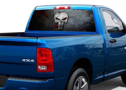 Punisher Skull Blood metal Rear Window Decal Sticker Pick-up Truck SUV Car