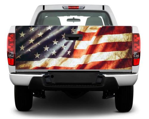 USA flag patriotic vintage Tailgate Decal Sticker Wrap Pick-up Truck SUV Car