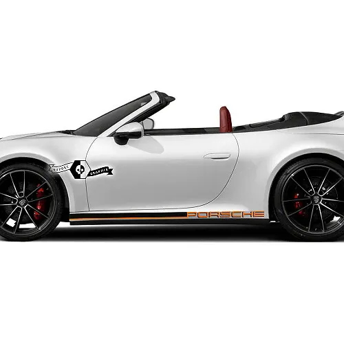 Porsche Logo Windshield Decal with Background Stripes Kit