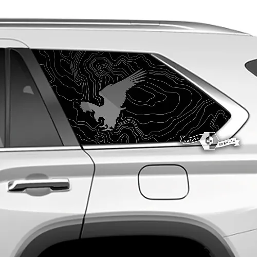 Topographic Contour Map Hood Decal Stickers for 2024 Toyota Land ...