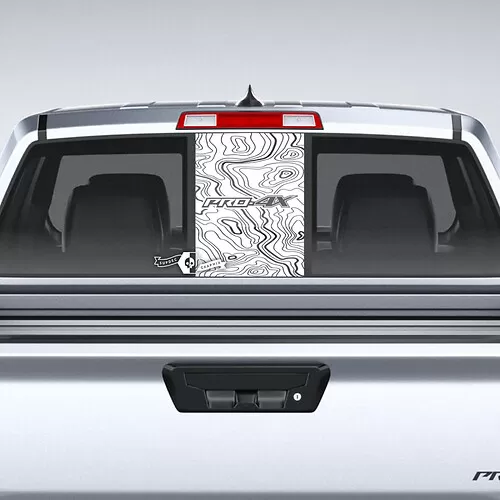 Window Glass Nissan Frontier Pro-4X Topographic Map Tailgate Vinyl ...