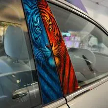 Two Tone Tiger Guise Pillar Doors Vinyl Decal Sticker id=17997